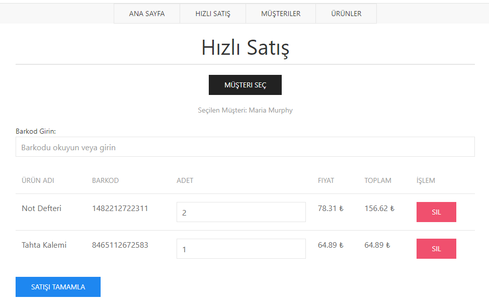 Hızlı Satış (P.O.S.) Php Bootstrap ve Sqlite