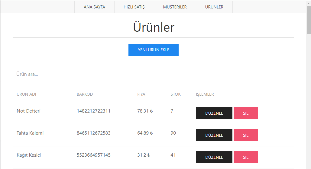 Hızlı Satış (P.O.S.) Php Bootstrap ve Sqlite