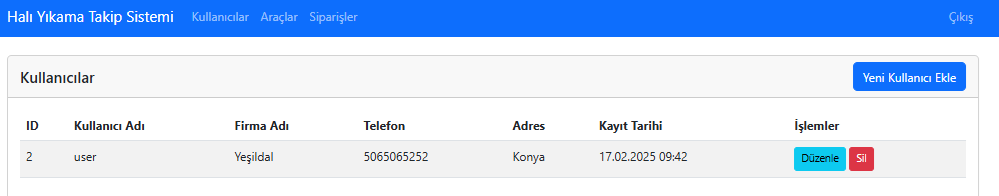 Halı Yıkama Takip Sistemi