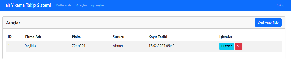 Halı Yıkama Takip Sistemi